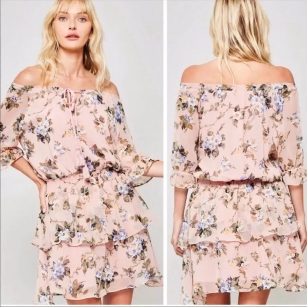 BLUSH FLORAL RUFFLE DRESS - Picture 3 of 3